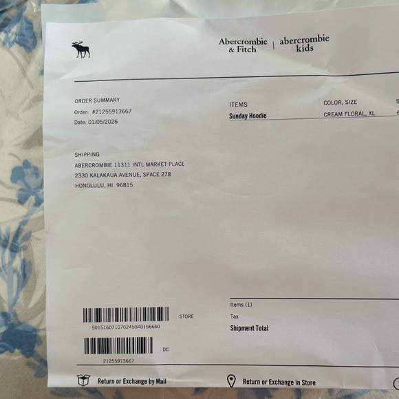 Abercrombie & Fitch Cream and Blue Floral Hoodie - Picture 4 of 4